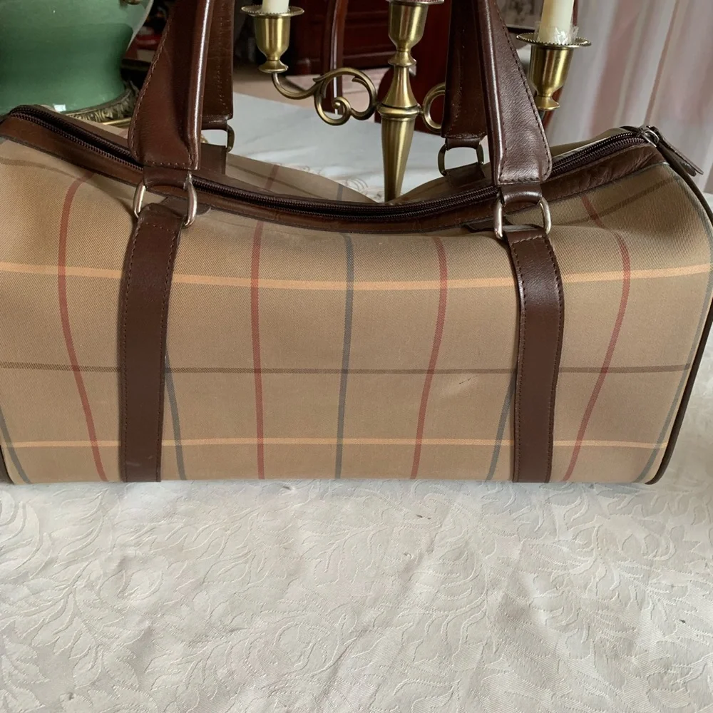 Burberry Boston Check Canvas Duffle Bag.